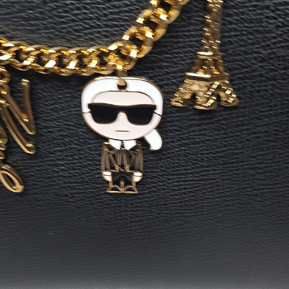 Karl Lagerfeld Black Satchel with Gold Accents - Picture 9 of 9